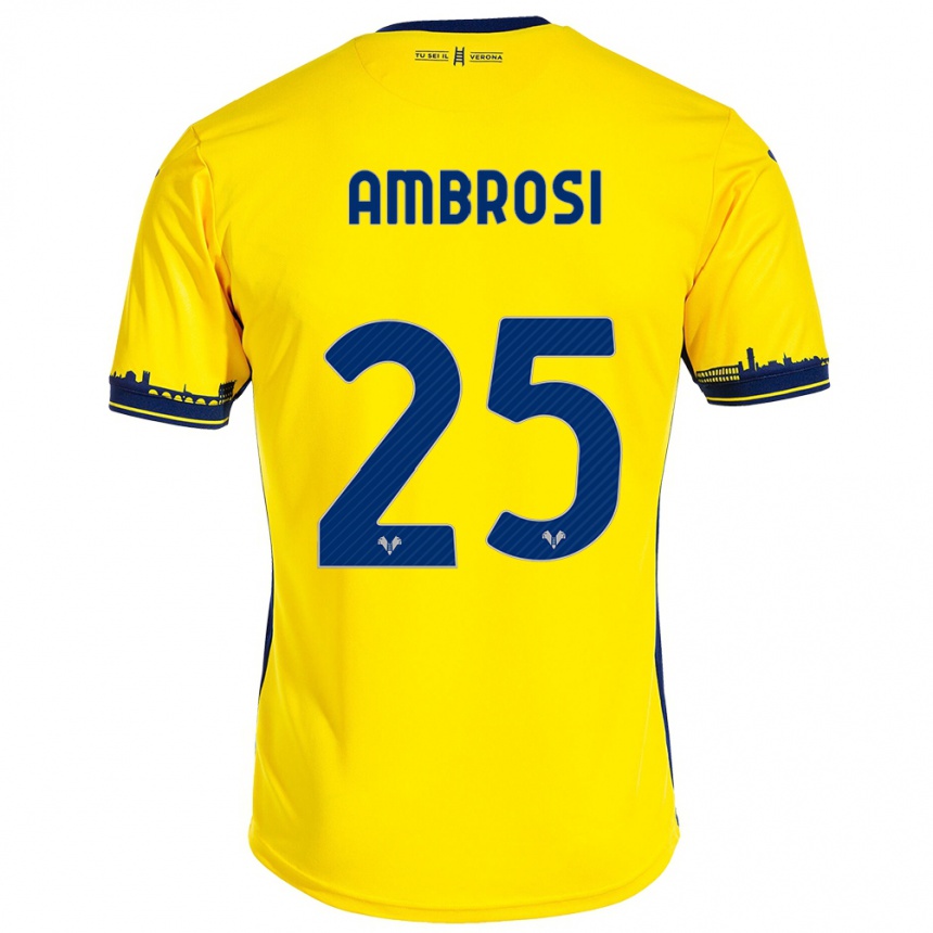 Damen Fußball Caterina Ambrosi #25 Gelb Auswärtstrikot Trikot 2023/24 T-Shirt Luxemburg