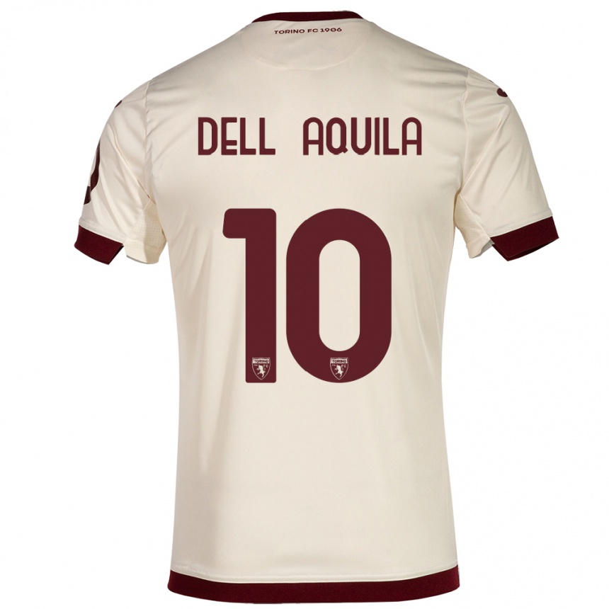 Damen Fußball Francesco Dell'aquila #10 Sekt Auswärtstrikot Trikot 2023/24 T-Shirt Luxemburg