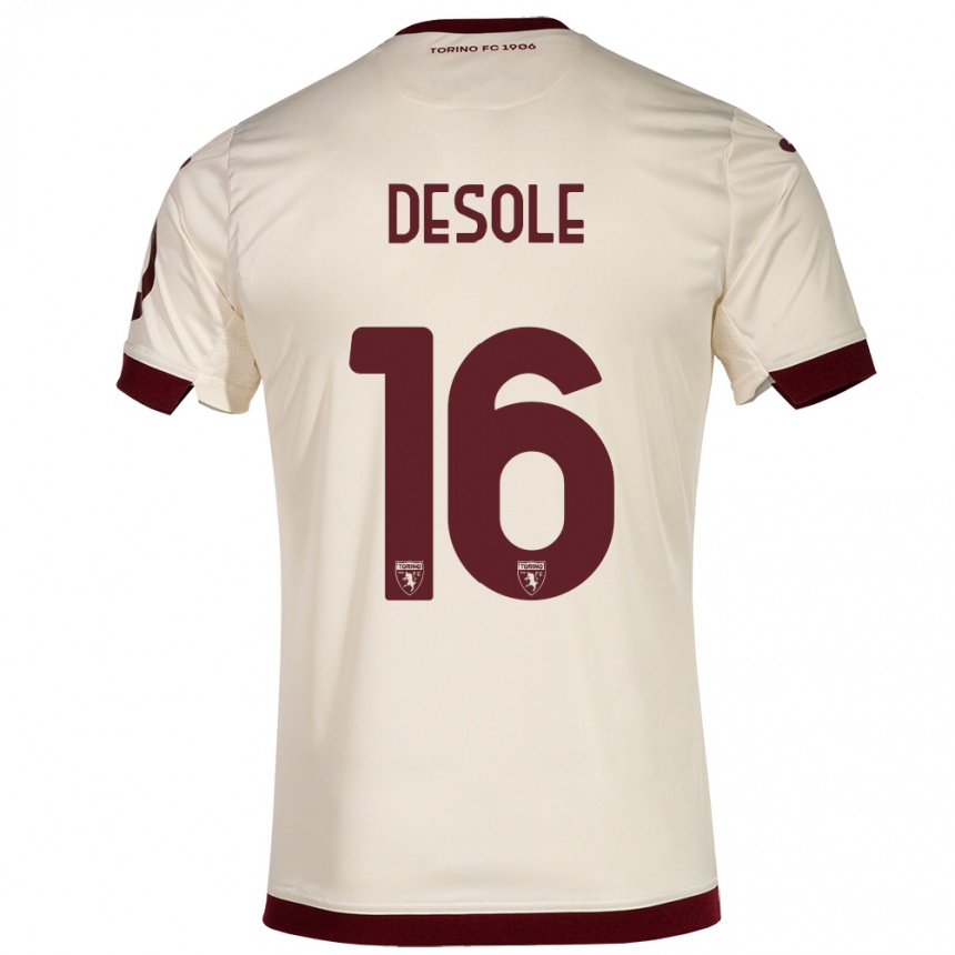 Damen Fußball Fabio Desole #16 Sekt Auswärtstrikot Trikot 2023/24 T-Shirt Luxemburg