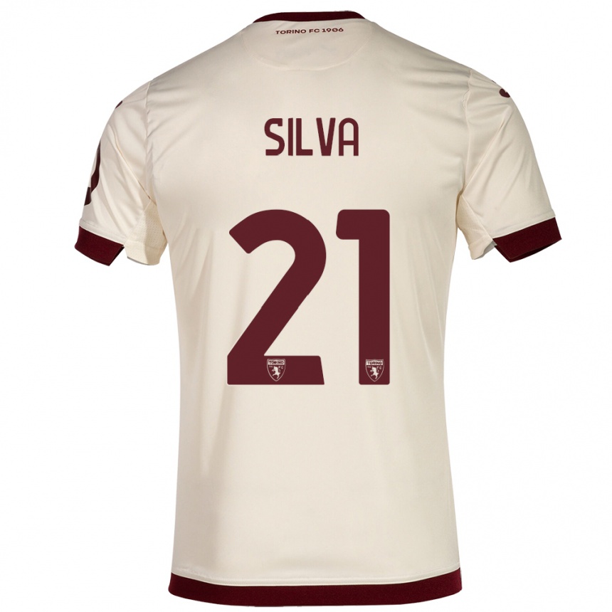 Damen Fußball Jonathan Silva #21 Sekt Auswärtstrikot Trikot 2023/24 T-Shirt Luxemburg