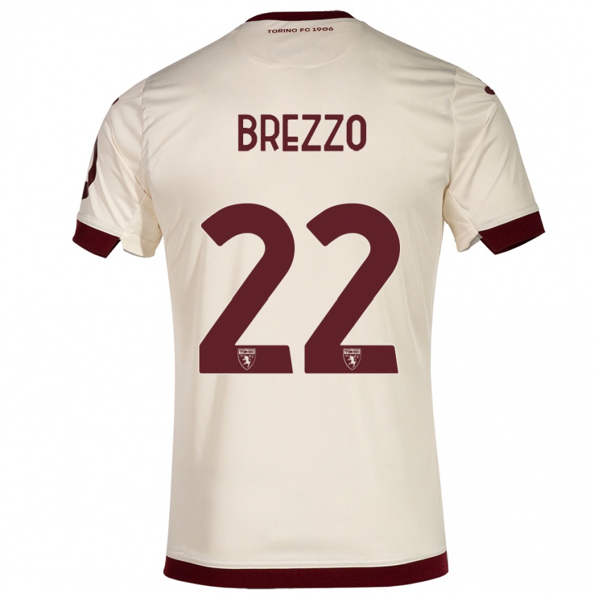 Damen Fußball Matteo Brezzo #22 Sekt Auswärtstrikot Trikot 2023/24 T-Shirt Luxemburg