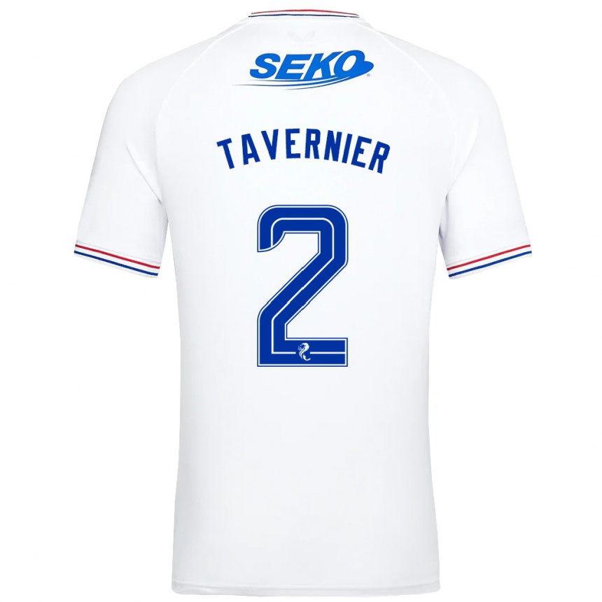 Damen Fußball James Tavernier #2 Weiß Auswärtstrikot Trikot 2023/24 T-Shirt Luxemburg