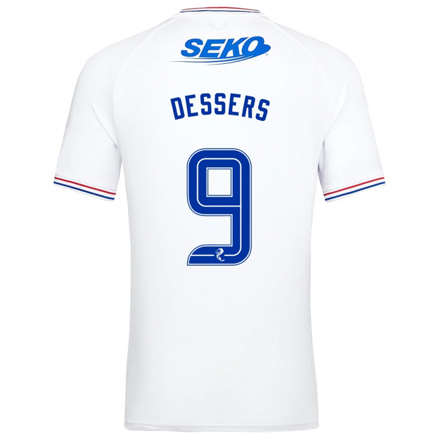 Damen Fußball Cyriel Dessers #9 Weiß Auswärtstrikot Trikot 2023/24 T-Shirt Luxemburg