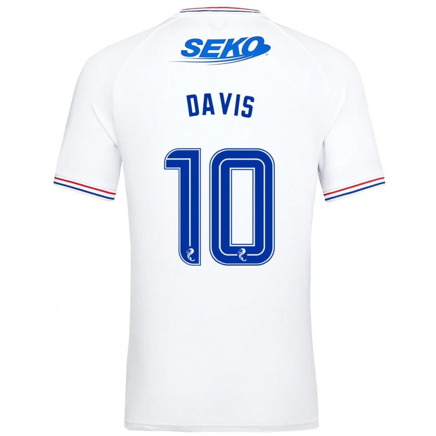 Damen Fußball Steven Davis #10 Weiß Auswärtstrikot Trikot 2023/24 T-Shirt Luxemburg