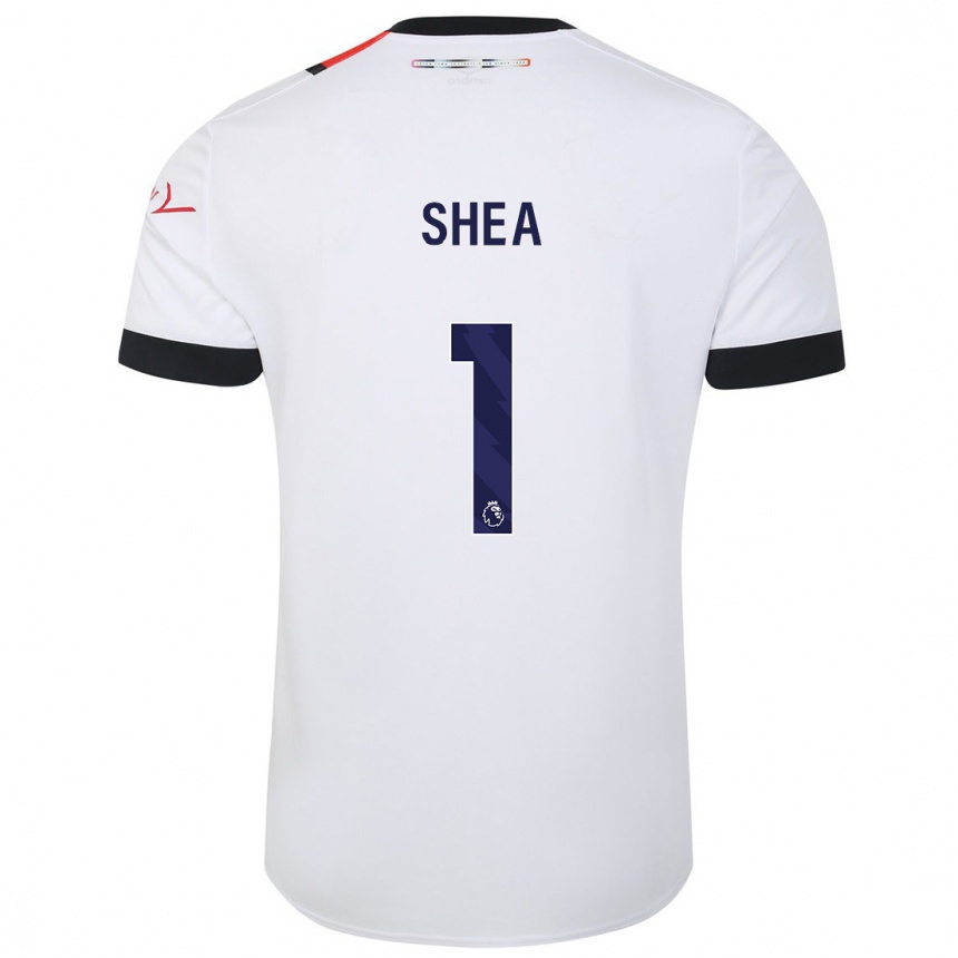 Damen Fußball James Shea #1 Weiß Auswärtstrikot Trikot 2023/24 T-Shirt Luxemburg