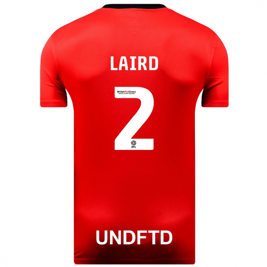 Damen Fußball Ethan Laird #2 Rot Auswärtstrikot Trikot 2023/24 T-Shirt Luxemburg