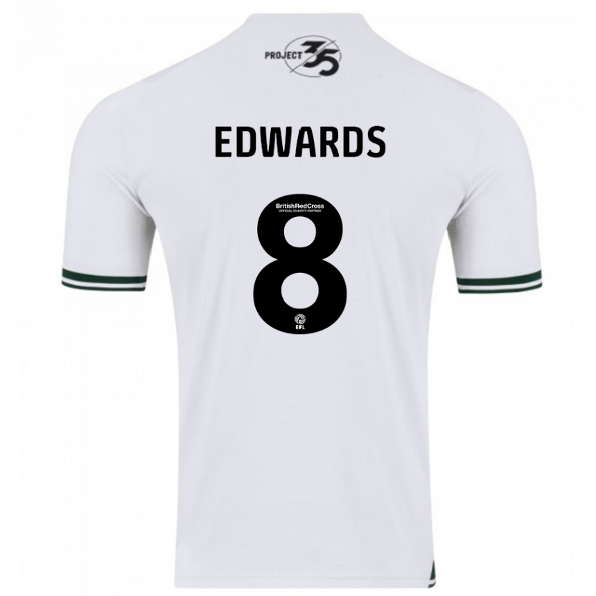 Damen Fußball Joe Edwards #8 Weiß Auswärtstrikot Trikot 2023/24 T-Shirt Luxemburg