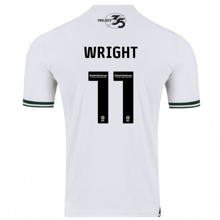 Damen Fußball Callum Wright #11 Weiß Auswärtstrikot Trikot 2023/24 T-Shirt Luxemburg