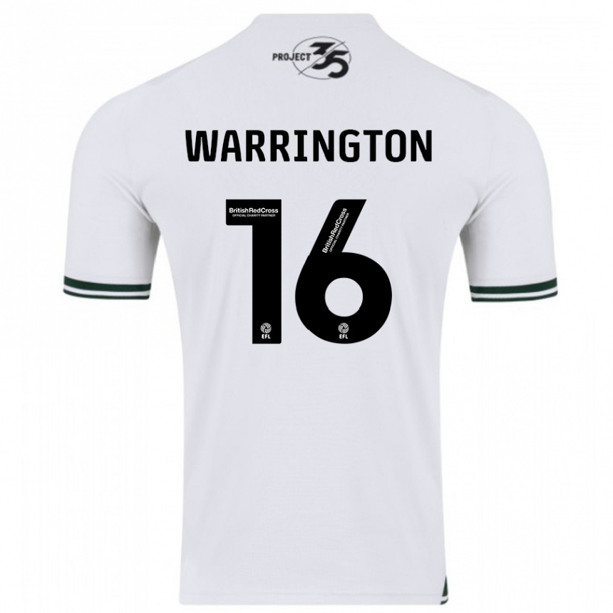 Damen Fußball Lewis Warrington #16 Weiß Auswärtstrikot Trikot 2023/24 T-Shirt Luxemburg