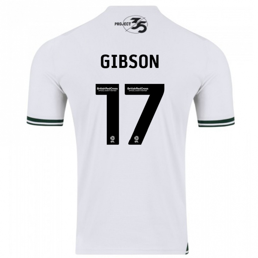 Damen Fußball Lewis Gibson #17 Weiß Auswärtstrikot Trikot 2023/24 T-Shirt Luxemburg