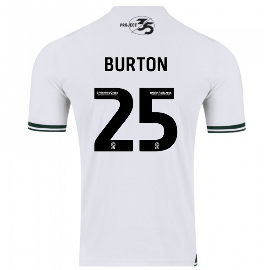 Damen Fußball Callum Burton #25 Weiß Auswärtstrikot Trikot 2023/24 T-Shirt Luxemburg