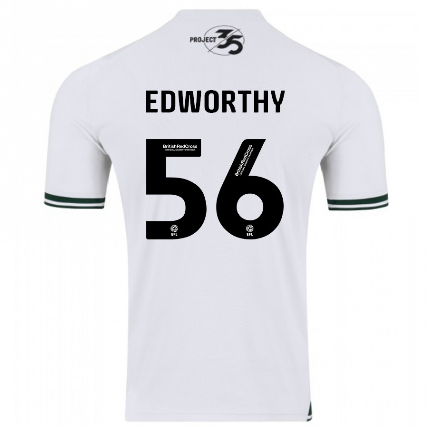 Damen Fußball Kieran Edworthy #56 Weiß Auswärtstrikot Trikot 2023/24 T-Shirt Luxemburg