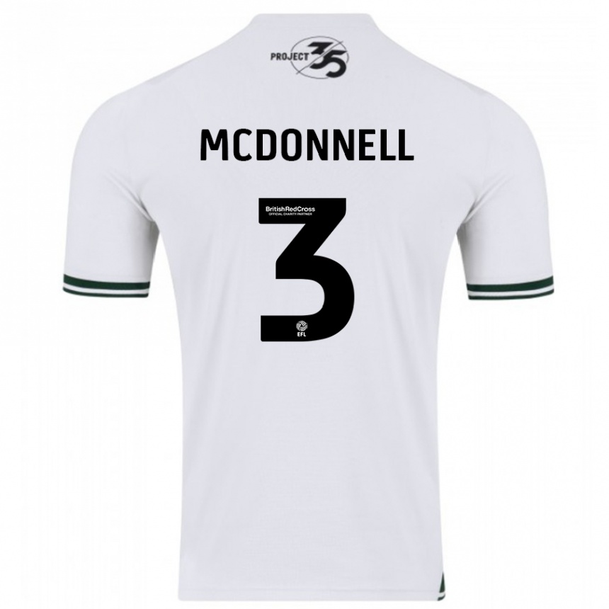 Damen Fußball Rosie Mcdonnell #3 Weiß Auswärtstrikot Trikot 2023/24 T-Shirt Luxemburg