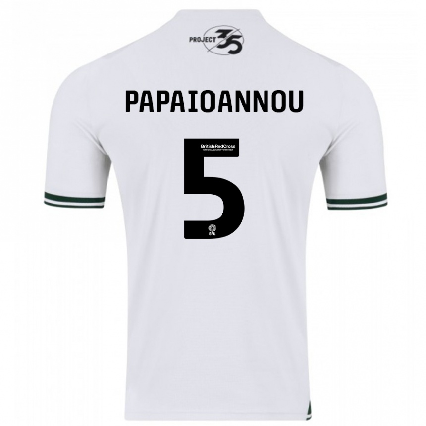 Damen Fußball Panagiota Papaioannou #5 Weiß Auswärtstrikot Trikot 2023/24 T-Shirt Luxemburg