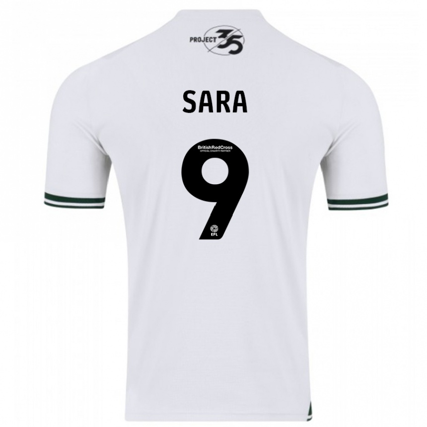Damen Fußball Ellie Sara #9 Weiß Auswärtstrikot Trikot 2023/24 T-Shirt Luxemburg