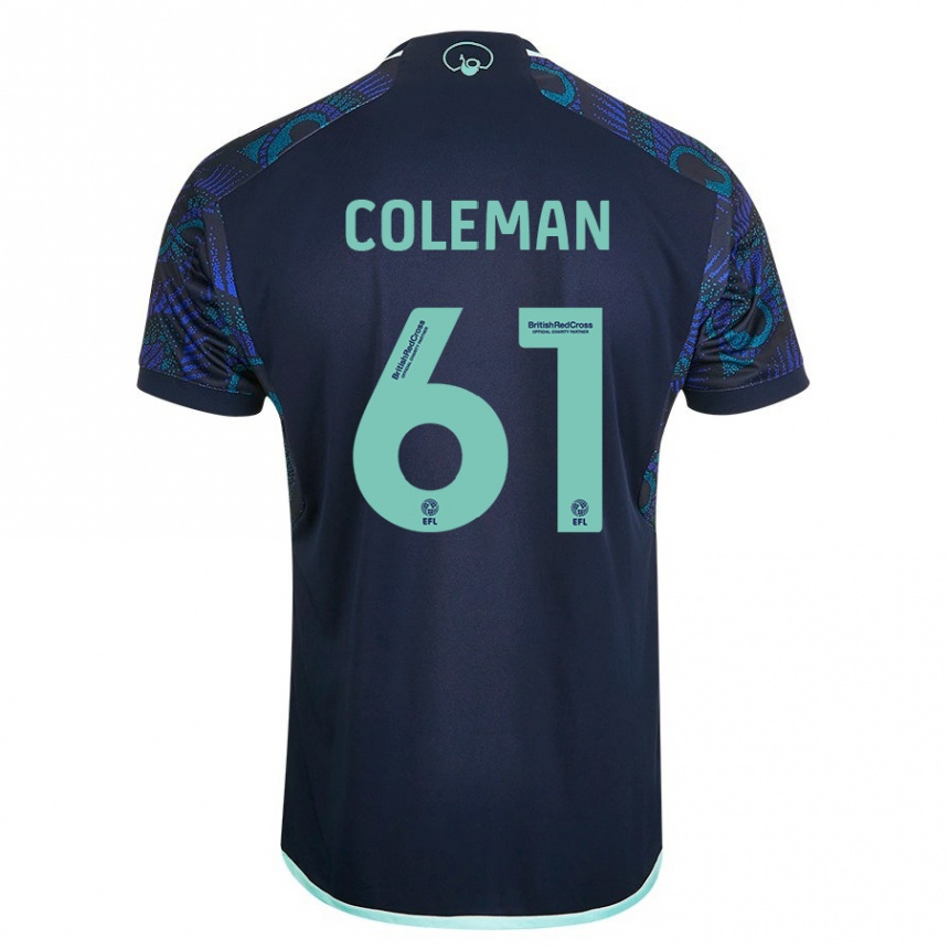 Damen Fußball Cian Coleman #61 Blau Auswärtstrikot Trikot 2023/24 T-Shirt Luxemburg