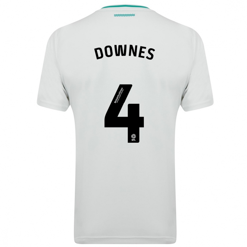 Damen Fußball Flynn Downes #4 Weiß Auswärtstrikot Trikot 2023/24 T-Shirt Luxemburg