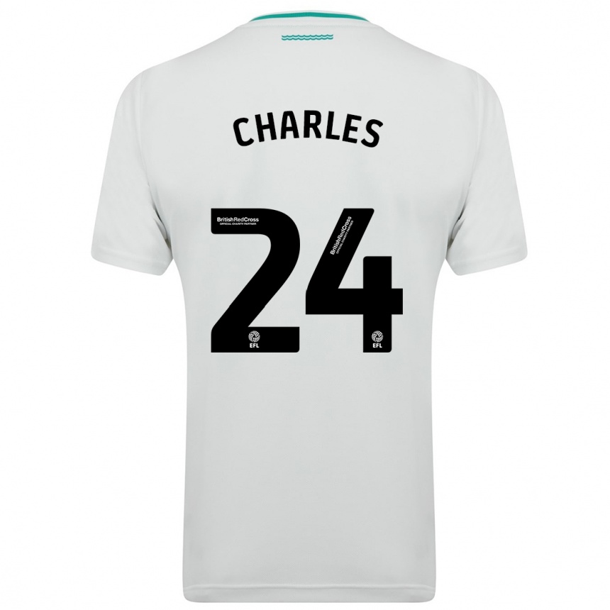 Damen Fußball Shea Charles #24 Weiß Auswärtstrikot Trikot 2023/24 T-Shirt Luxemburg