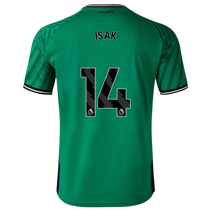Damen Fußball Alexander Isak #14 Grün Auswärtstrikot Trikot 2023/24 T-Shirt Luxemburg