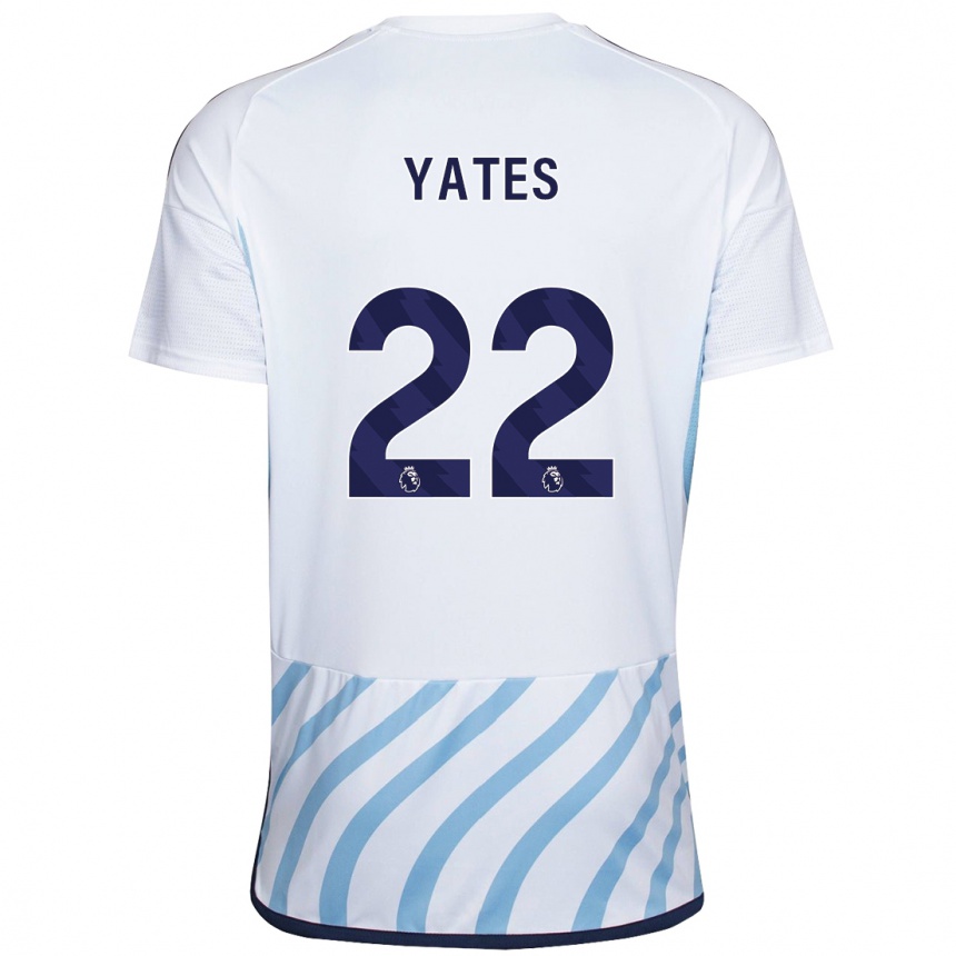 Damen Fußball Ryan Yates #22 Weiß Blau Auswärtstrikot Trikot 2023/24 T-Shirt Luxemburg