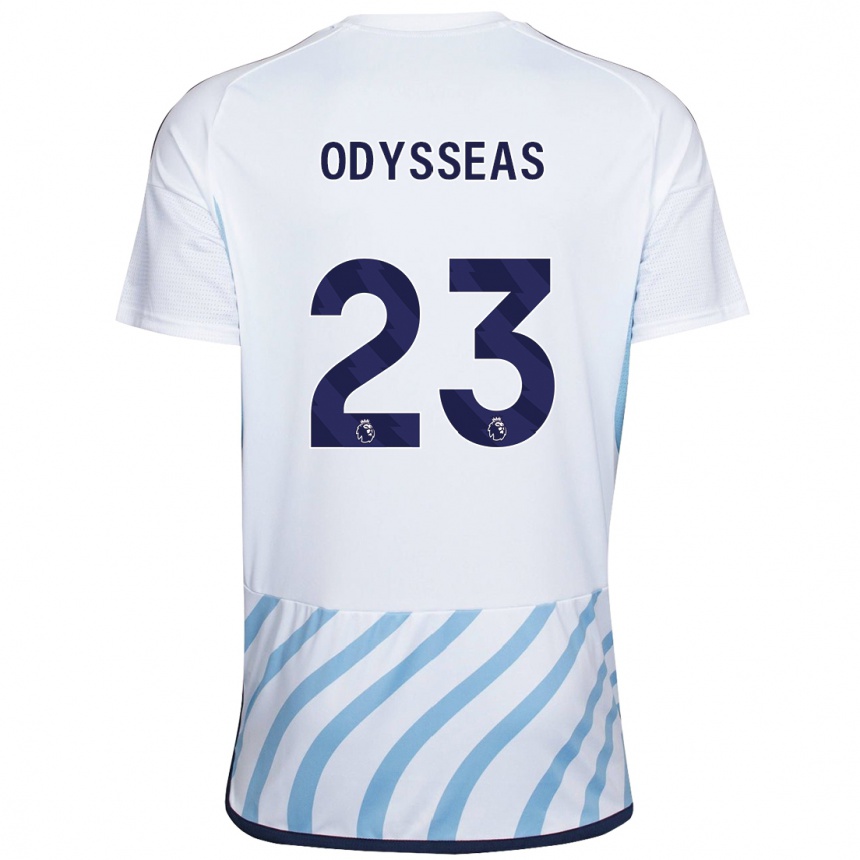 Damen Fußball Odysseas Vlachodimos #23 Weiß Blau Auswärtstrikot Trikot 2023/24 T-Shirt Luxemburg