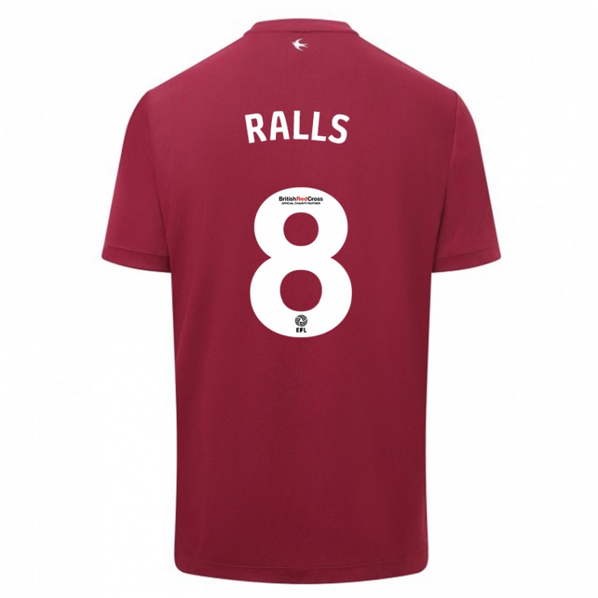 Damen Fußball Joe Ralls #8 Rot Auswärtstrikot Trikot 2023/24 T-Shirt Luxemburg