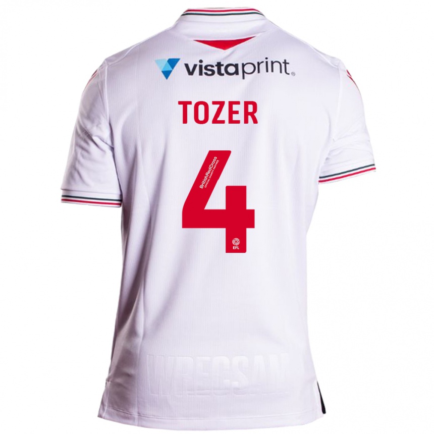 Damen Fußball Ben Tozer #4 Weiß Auswärtstrikot Trikot 2023/24 T-Shirt Luxemburg