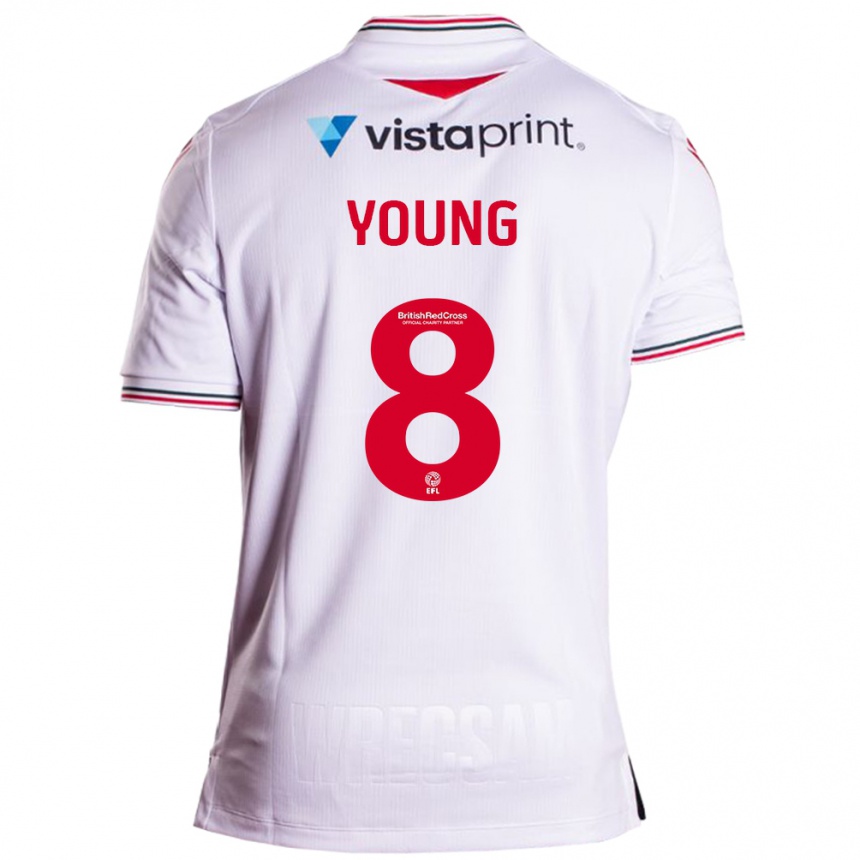 Damen Fußball Luke Young #8 Weiß Auswärtstrikot Trikot 2023/24 T-Shirt Luxemburg