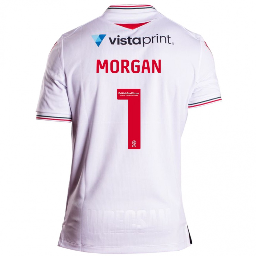 Damen Fußball Delyth Morgan #1 Weiß Auswärtstrikot Trikot 2023/24 T-Shirt Luxemburg