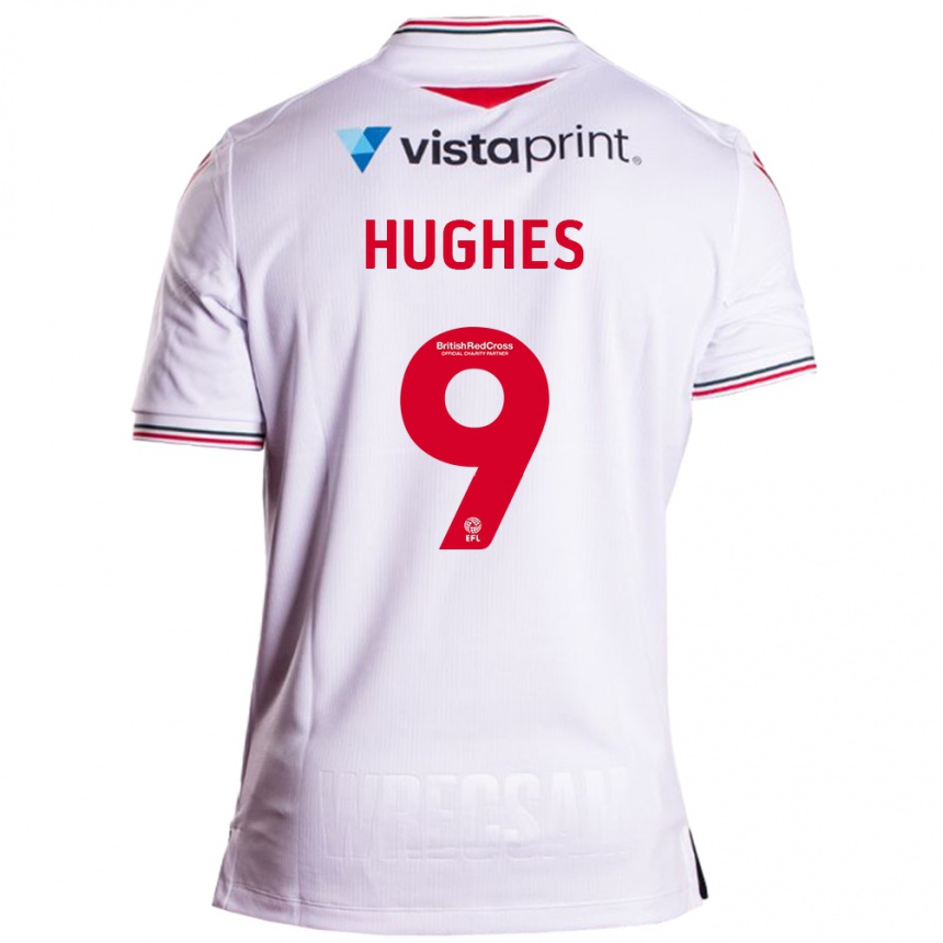 Damen Fußball Rosie Hughes #9 Weiß Auswärtstrikot Trikot 2023/24 T-Shirt Luxemburg