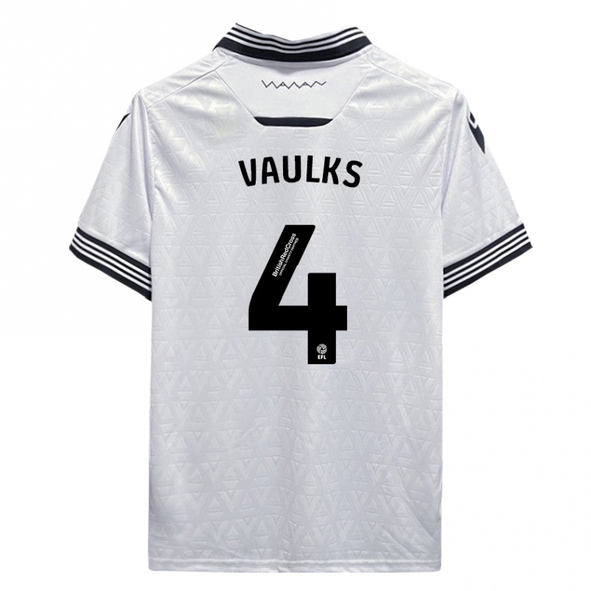 Damen Fußball Will Vaulks #4 Weiß Auswärtstrikot Trikot 2023/24 T-Shirt Luxemburg