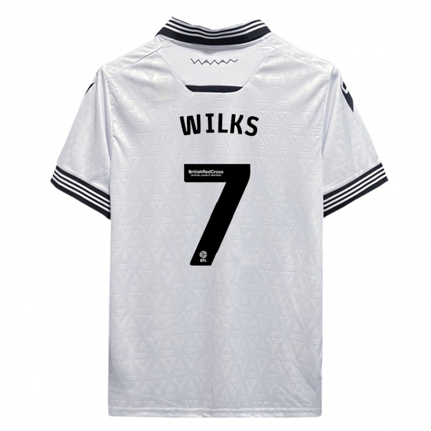 Damen Fußball Mallik Wilks #7 Weiß Auswärtstrikot Trikot 2023/24 T-Shirt Luxemburg