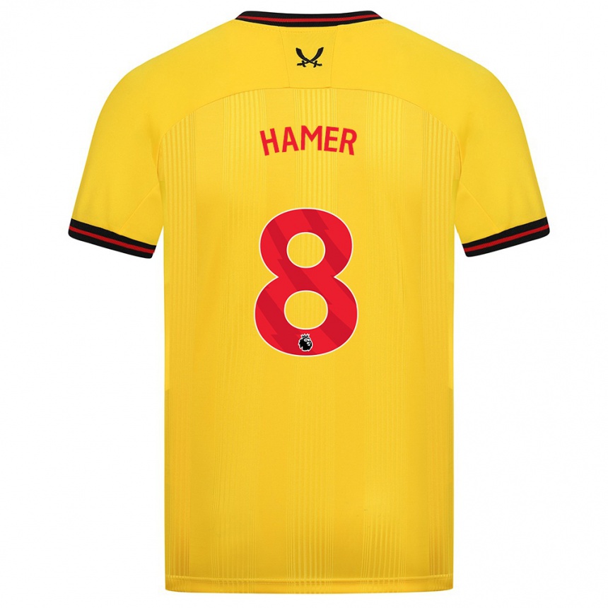 Damen Fußball Gustavo Hamer #8 Gelb Auswärtstrikot Trikot 2023/24 T-Shirt Luxemburg