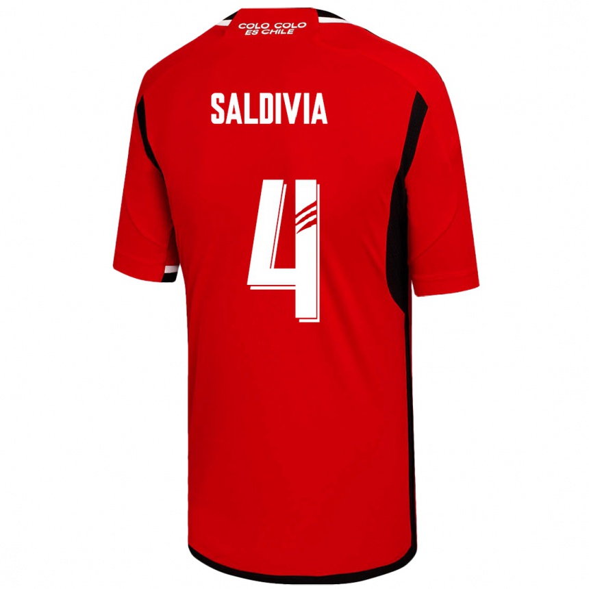 Damen Fußball Alan Saldivia #4 Rot Auswärtstrikot Trikot 2023/24 T-Shirt Luxemburg
