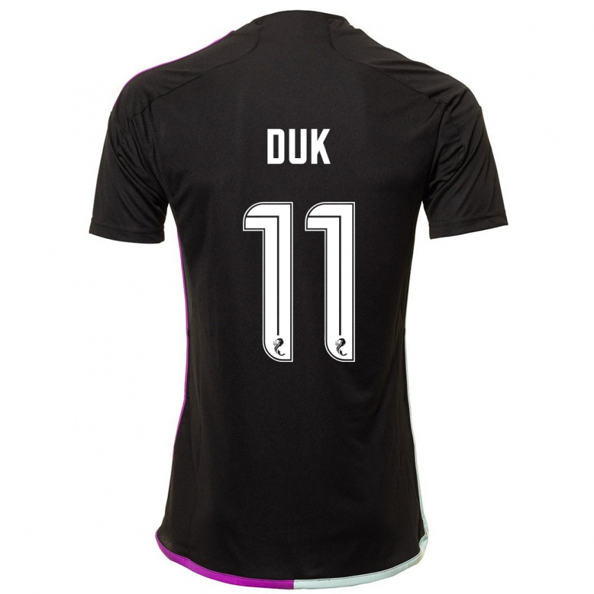 Damen Fußball Duk #11 Schwarz Auswärtstrikot Trikot 2023/24 T-Shirt Luxemburg