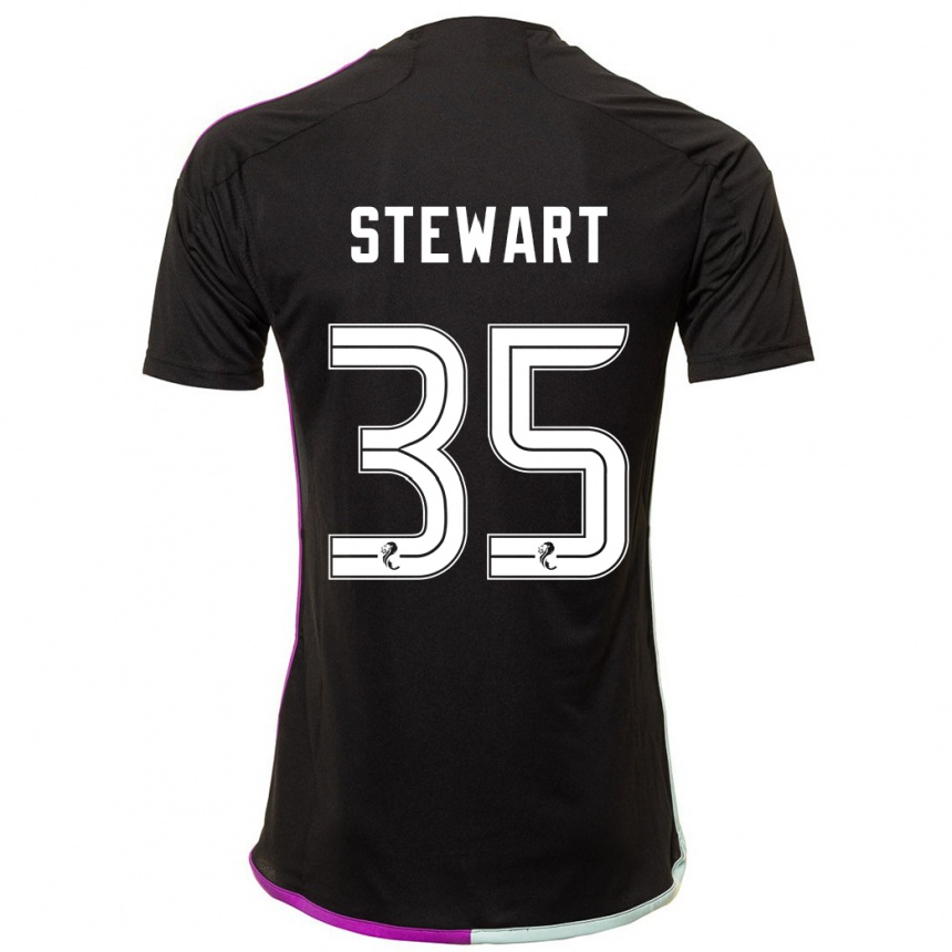 Damen Fußball Alfie Stewart #35 Schwarz Auswärtstrikot Trikot 2023/24 T-Shirt Luxemburg