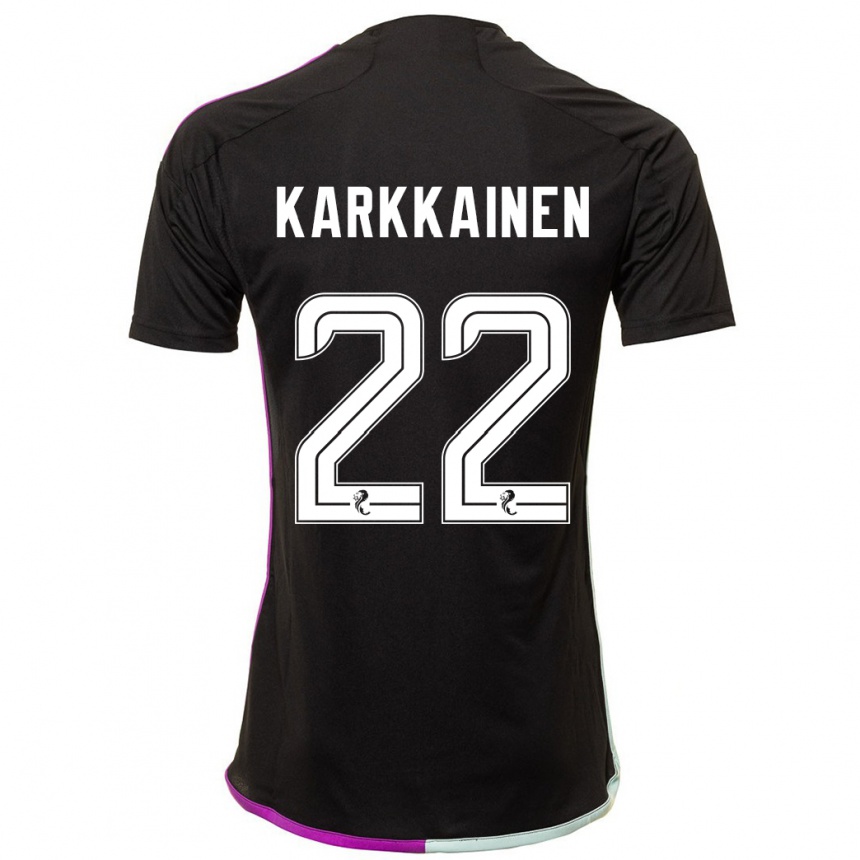 Damen Fußball Elena Kärkkäinen #22 Schwarz Auswärtstrikot Trikot 2023/24 T-Shirt Luxemburg