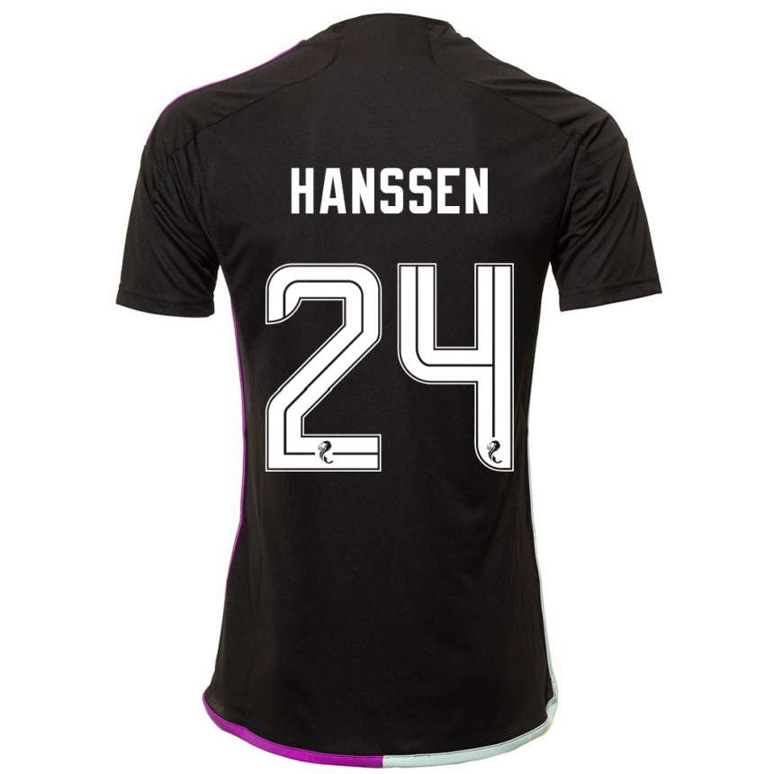 Damen Fußball Nadine Hanssen #24 Schwarz Auswärtstrikot Trikot 2023/24 T-Shirt Luxemburg