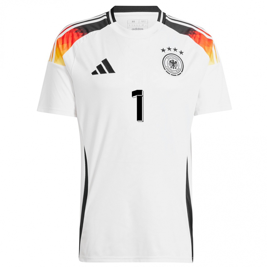 Kinder Fußball Deutschland Manuel Neuer #1 Weiß Heimtrikot Trikot 24-26 T-Shirt Luxemburg