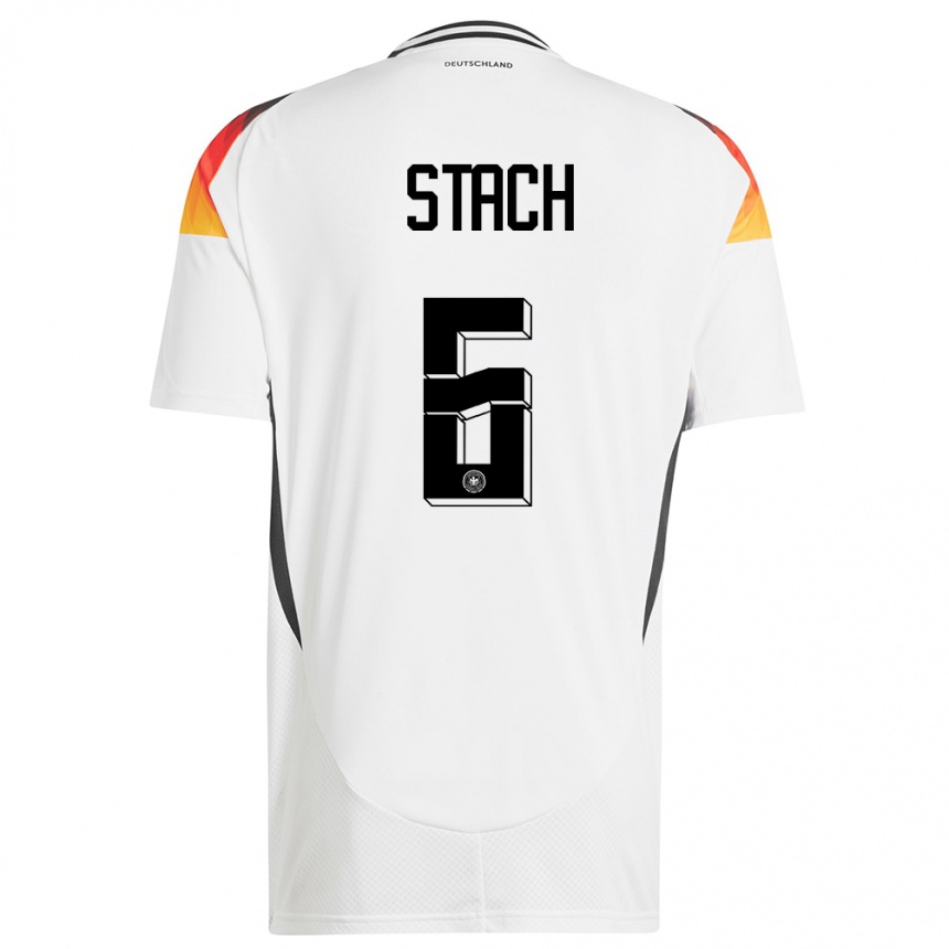 Kinder Fußball Deutschland Anton Stach #6 Weiß Heimtrikot Trikot 24-26 T-Shirt Luxemburg