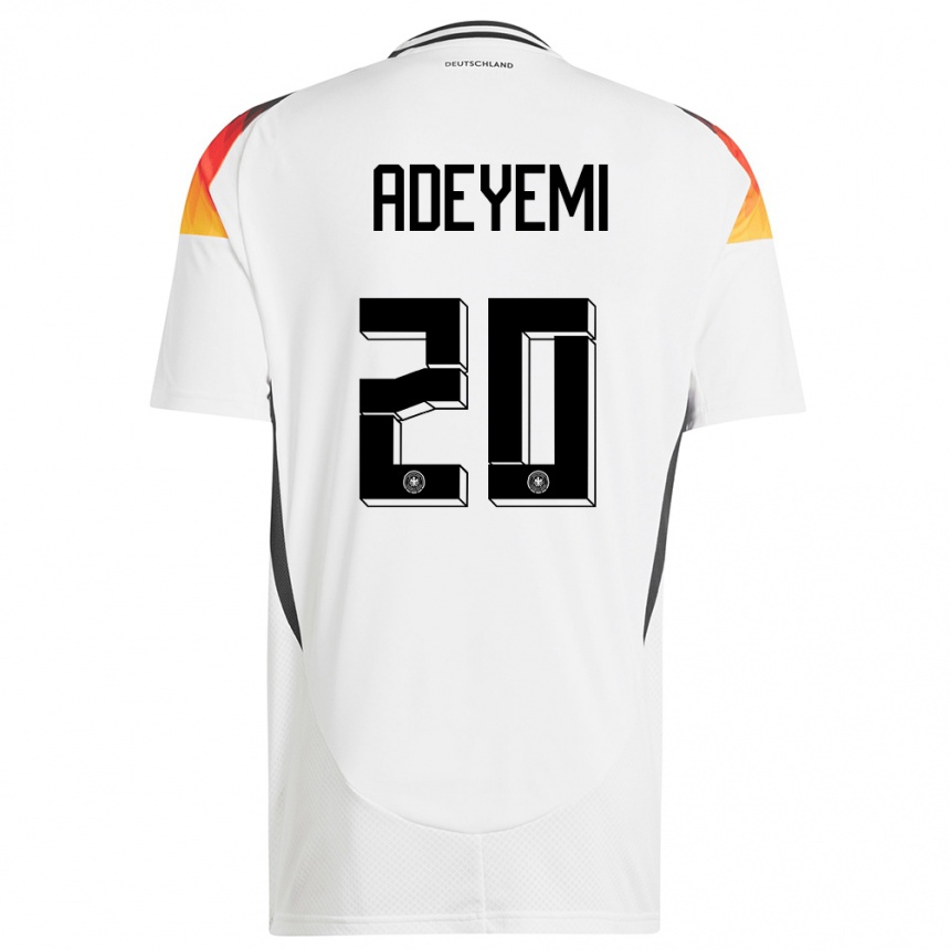 Kinder Fußball Deutschland Karim Adeyemi #20 Weiß Heimtrikot Trikot 24-26 T-Shirt Luxemburg