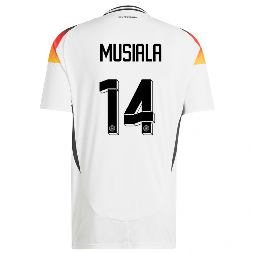 Kinder Fußball Deutschland Jamal Musiala #14 Weiß Heimtrikot Trikot 24-26 T-Shirt Luxemburg