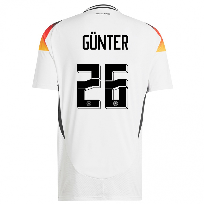 Kinder Fußball Deutschland Christian Günter #26 Weiß Heimtrikot Trikot 24-26 T-Shirt Luxemburg
