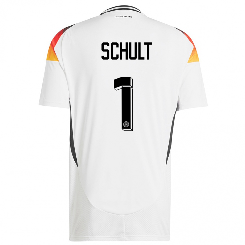 Kinder Fußball Deutschland Almuth Schult #1 Weiß Heimtrikot Trikot 24-26 T-Shirt Luxemburg