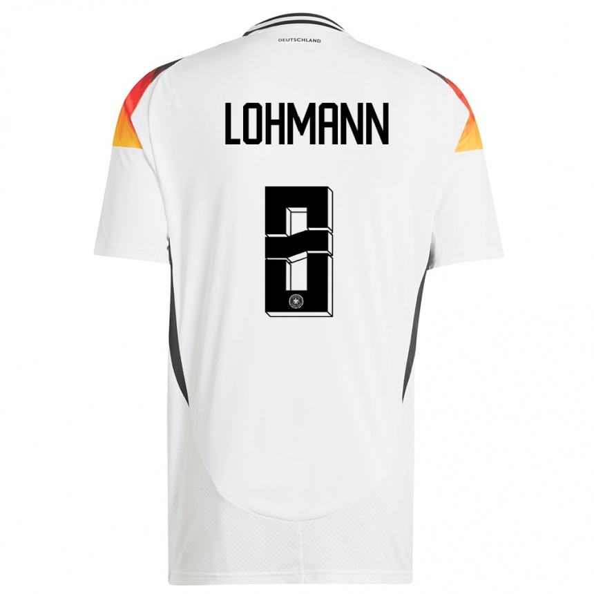 Kinder Fußball Deutschland Sydney Lohmann #8 Weiß Heimtrikot Trikot 24-26 T-Shirt Luxemburg