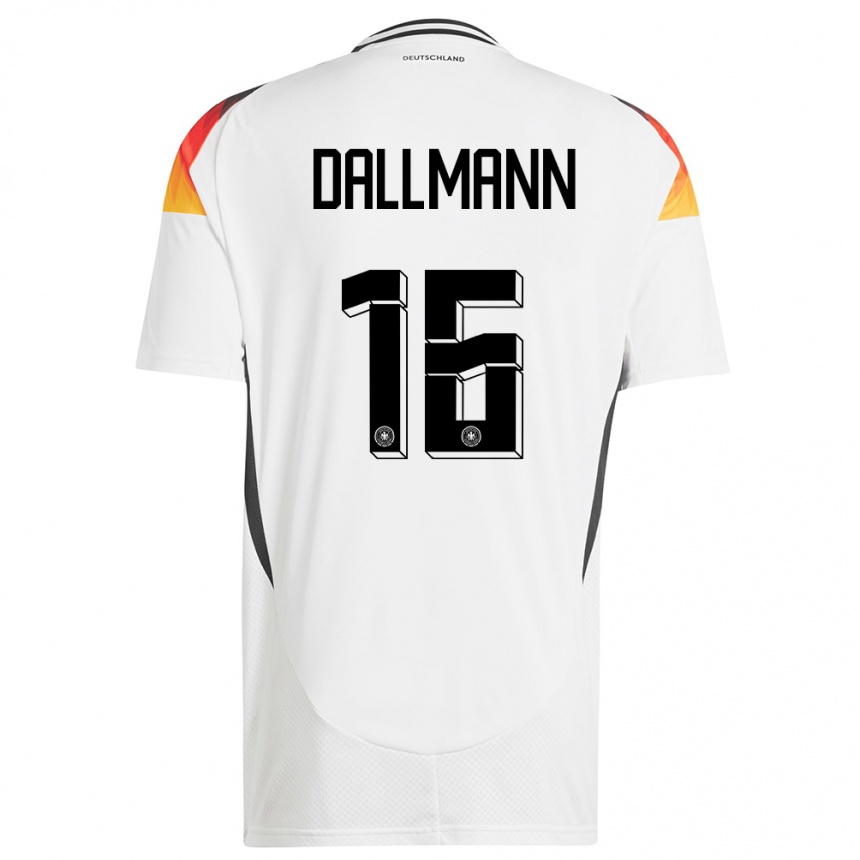 Kinder Fußball Deutschland Linda Dallmann #16 Weiß Heimtrikot Trikot 24-26 T-Shirt Luxemburg