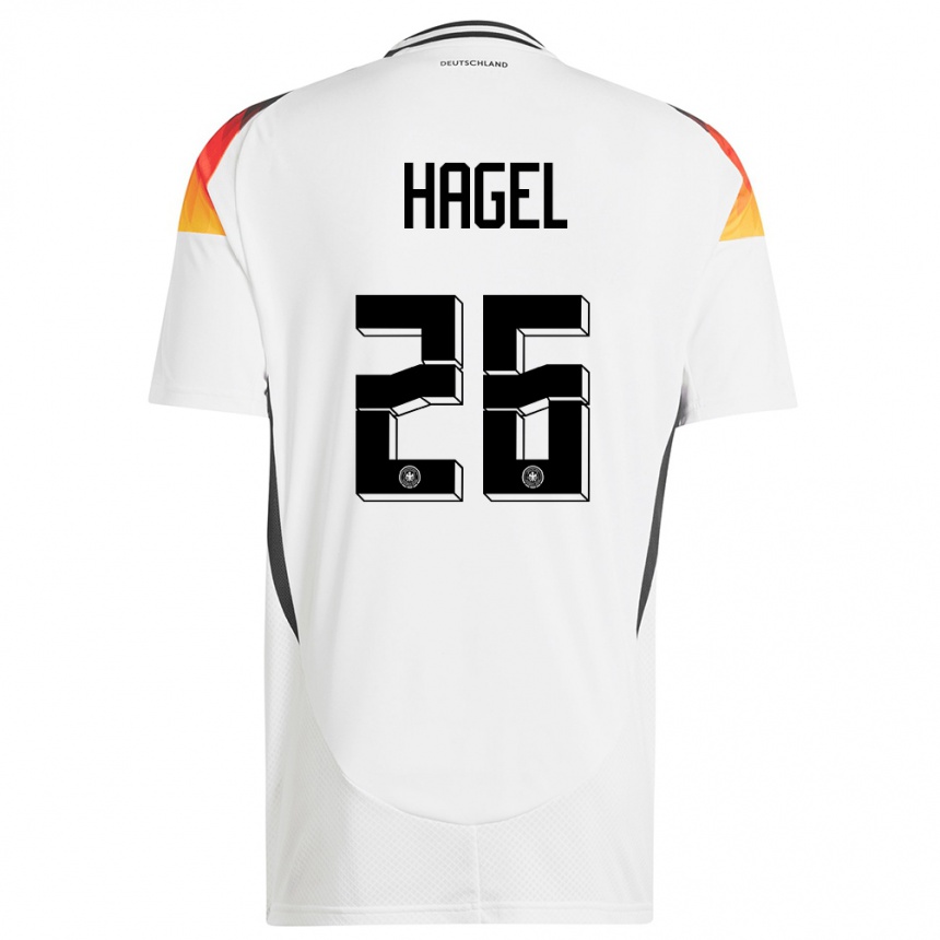 Kinder Fußball Deutschland Chantal Hagel #26 Weiß Heimtrikot Trikot 24-26 T-Shirt Luxemburg