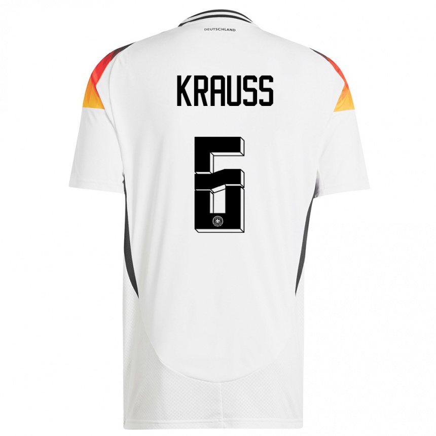 Kinder Fußball Deutschland Tom Kraub #6 Weiß Heimtrikot Trikot 24-26 T-Shirt Luxemburg