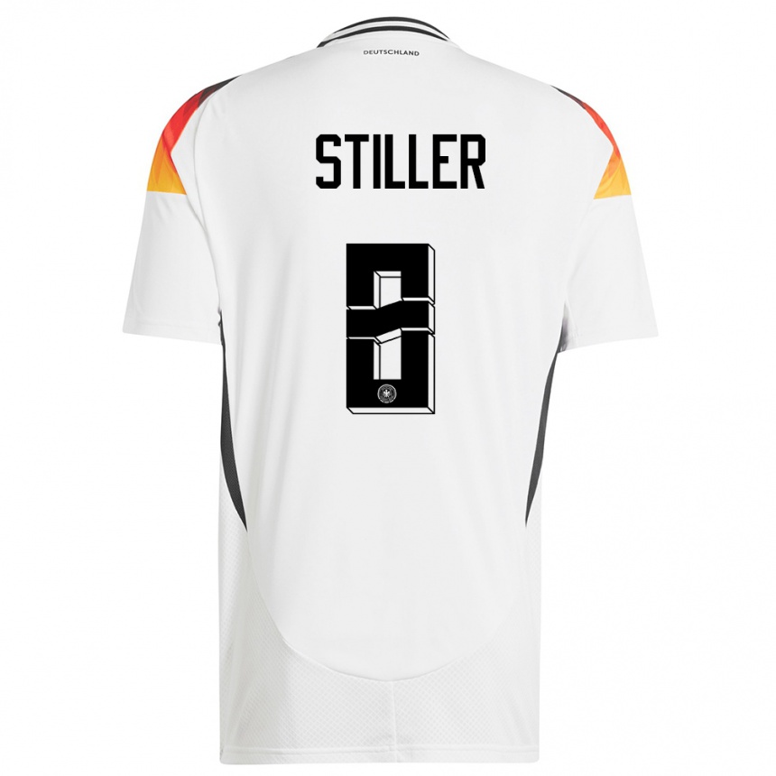 Kinder Fußball Deutschland Angelo Stiller #8 Weiß Heimtrikot Trikot 24-26 T-Shirt Luxemburg