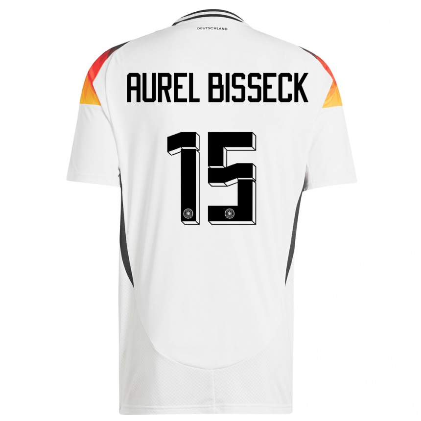 Kinder Fußball Deutschland Yann Aurel Bisseck #15 Weiß Heimtrikot Trikot 24-26 T-Shirt Luxemburg